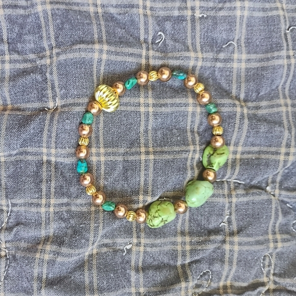 Two Tone Handmade Turquoise Bracelet - Picture 3 of 4